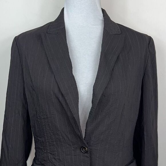 Elie Tahari Anastasia Brown Pinstripe Jacket Viscose / Virgin Wool - Picture 2 of 9